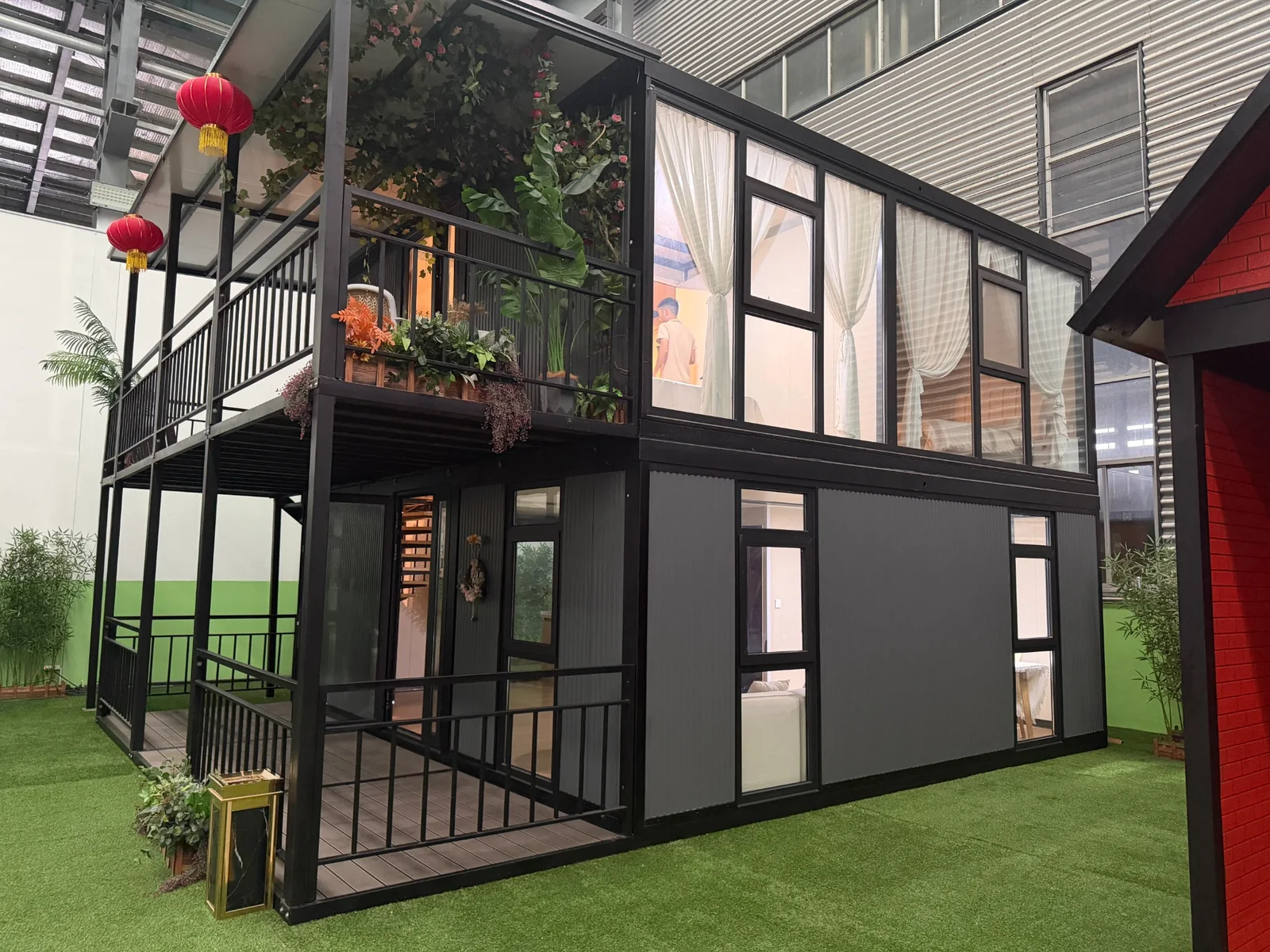 Front view of a real double-storey custom expandable house