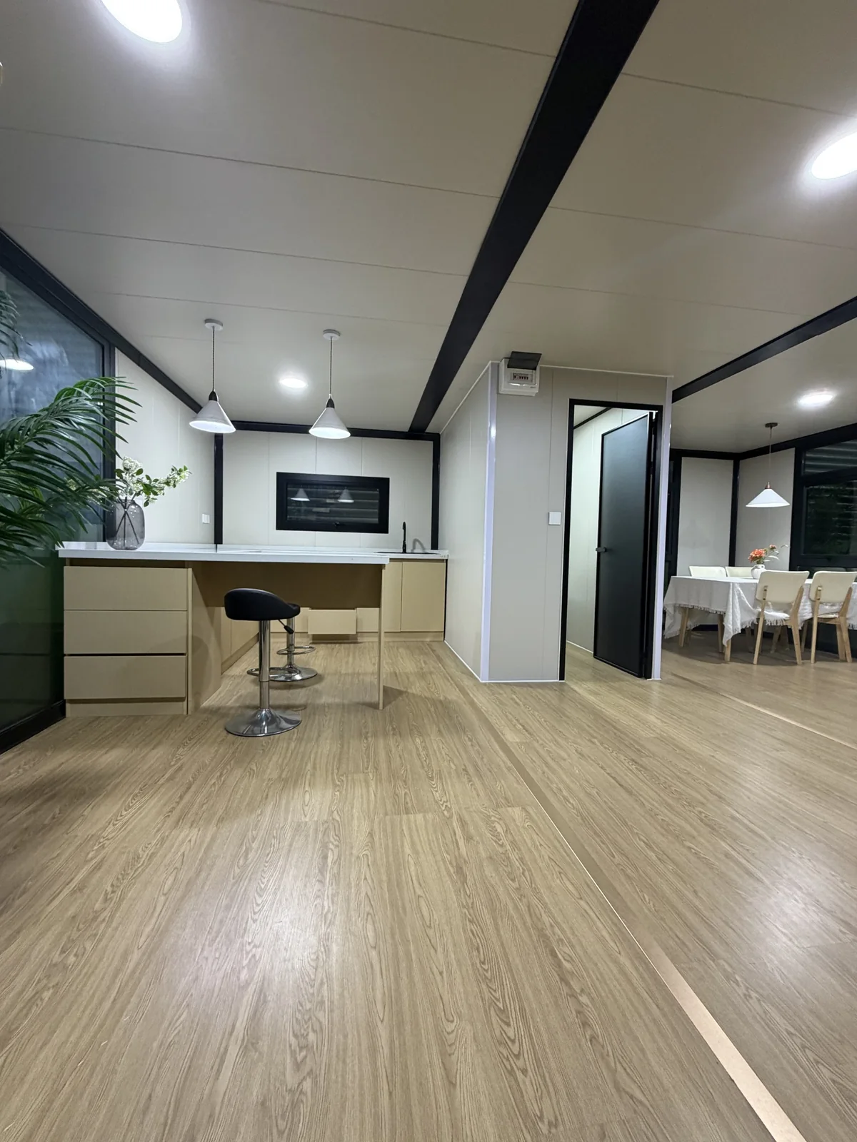 Kitchen inside double-storey expandable house