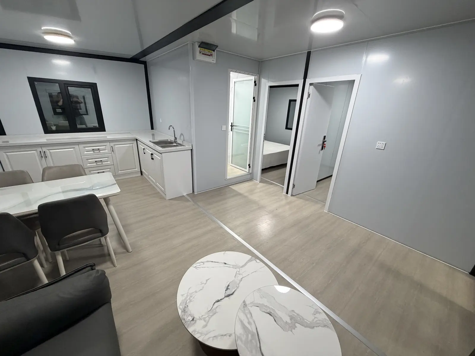 Open-plan living area inside a 20ft expandable container house