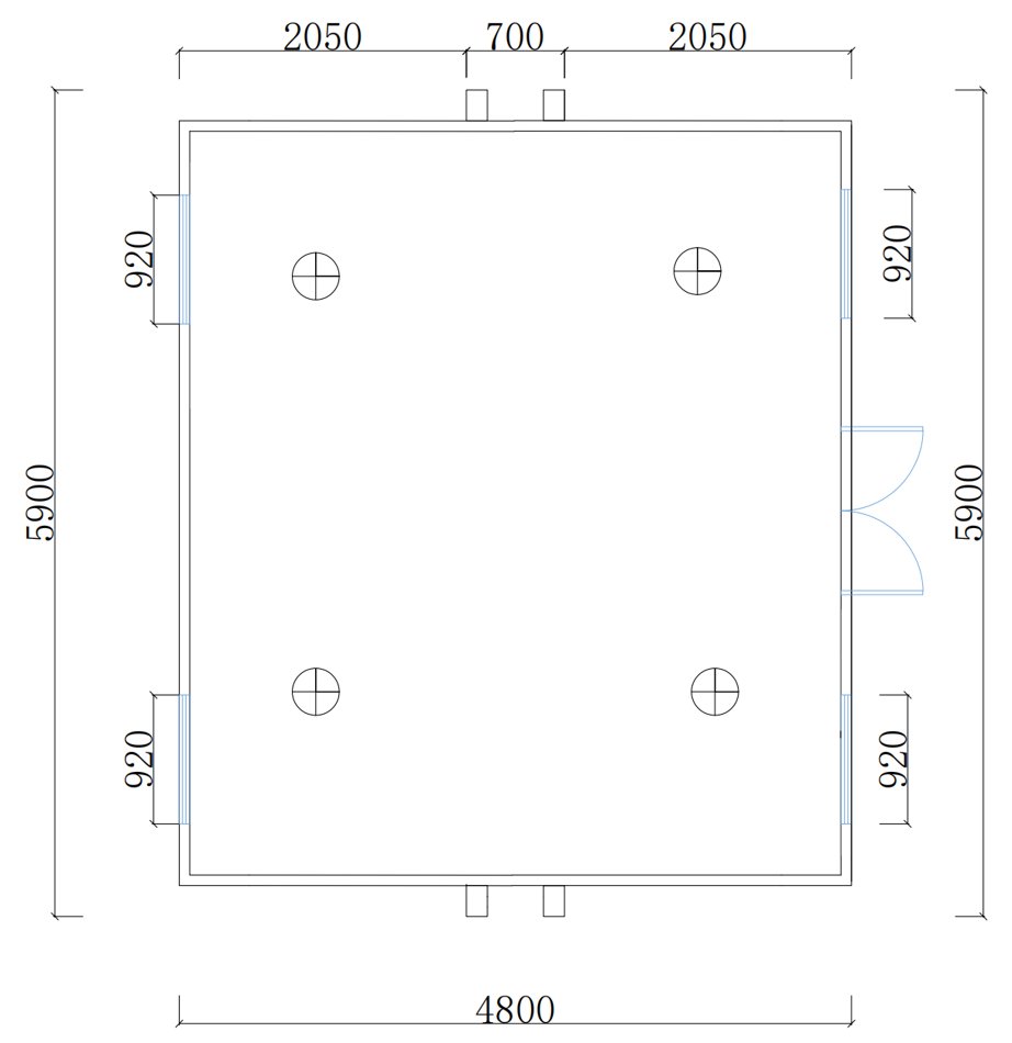20ft expandable house open-plan floor plan reference