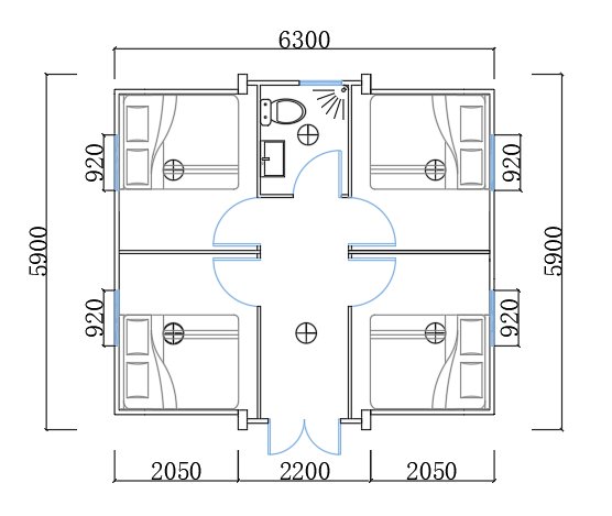 Expandable house multi-bedroom floor plan reference