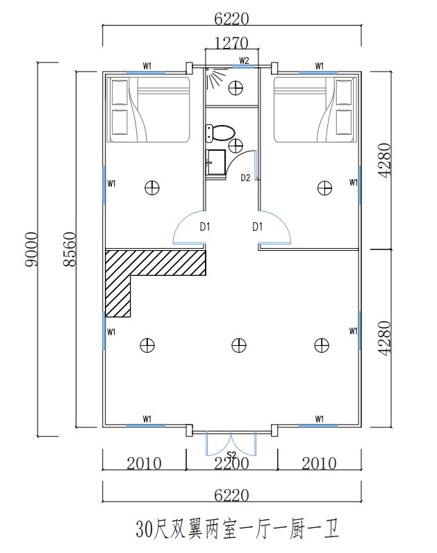 30ft expandable house kitchen floor plan reference