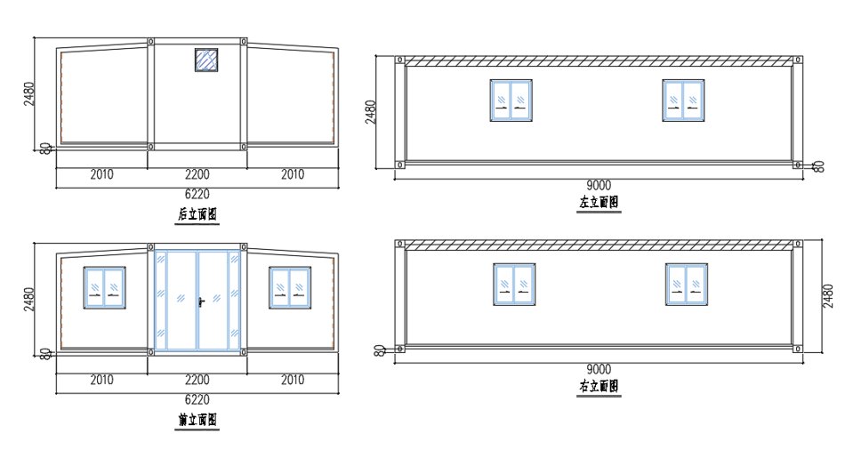 High-resolution expandable container house floor plan used for buyer planning